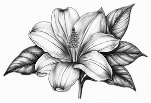 Platycodon grandiflorus with leaf and stalk with shading tattoo idea