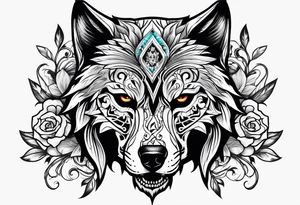 Skull wolf tattoo idea