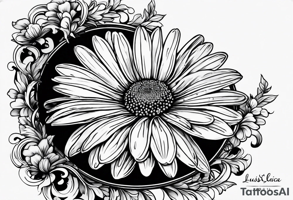 Daisy with the names Lucas and David. This is a memorial tattoo for infant loss. tattoo idea