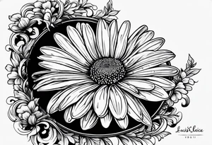 Daisy with the names Lucas and David. This is a memorial tattoo for infant loss. tattoo idea