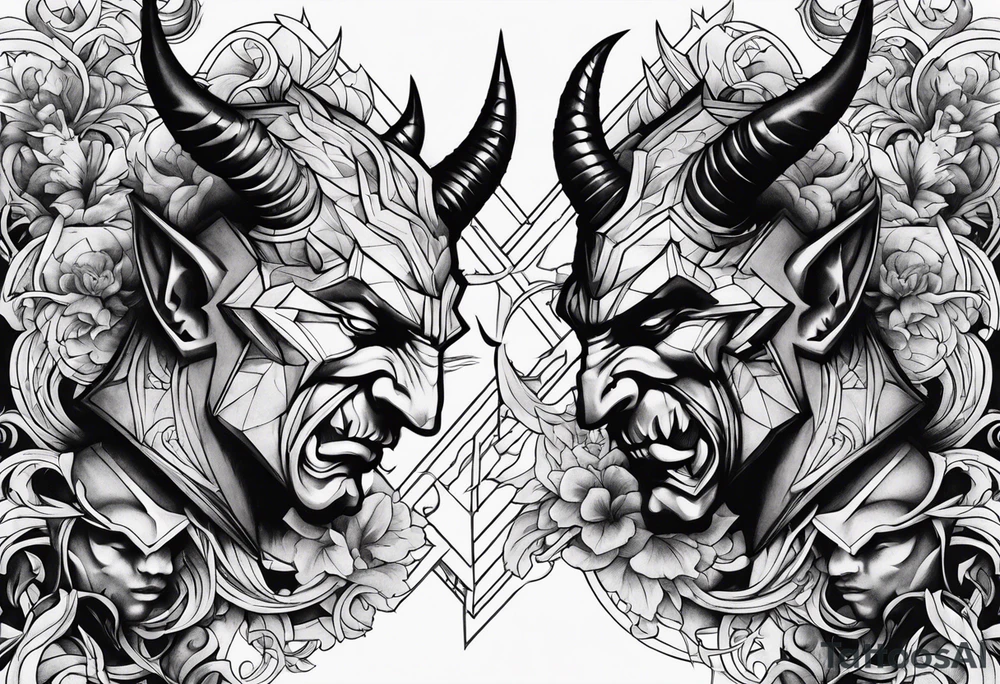 Devil and God at war tattoo idea