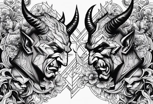 Devil and God at war tattoo idea