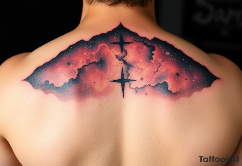 cover up tattoo of the milky way that covers the upper portion of the back tattoo idea