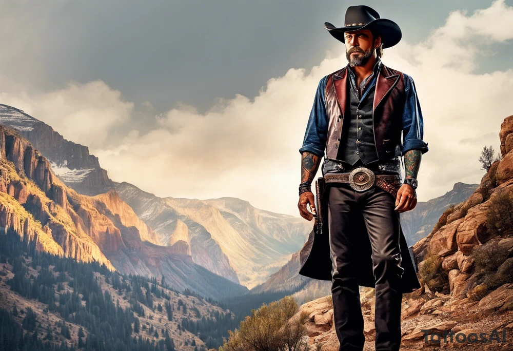 Western genre movie half sleeve tattoo tattoo idea