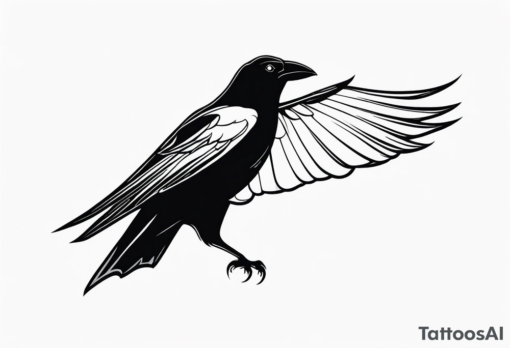 Crow in flight tattoo idea
