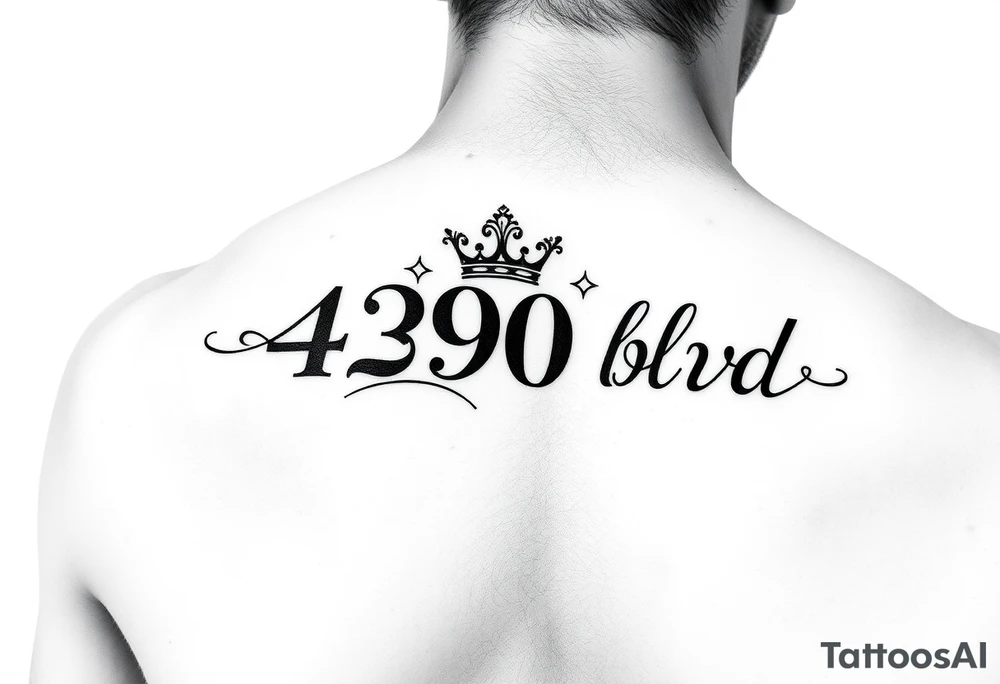 Address of 4290 blvd T53 with a crown on upper arm tattoo idea