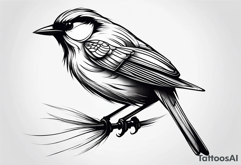 small bird minimal lines tattoo idea