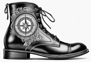 Outline the Calabrian  boot of the region of  Calabria with a compass tattoo idea