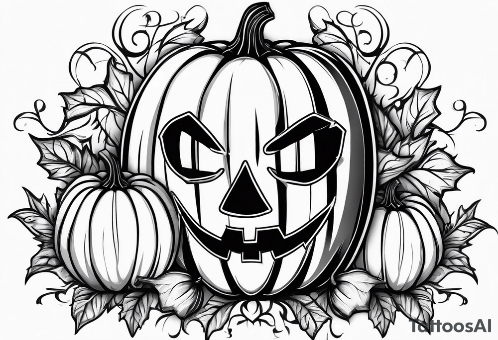 Pumpkin with vines no face tattoo idea