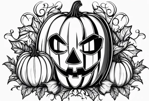 Pumpkin with vines no face tattoo idea
