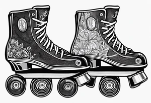 Pair of old school rollerskates speaker tattoo idea