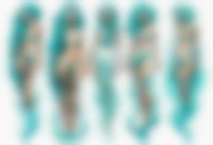 a tall woman made of water with turquoise hair tattoo idea