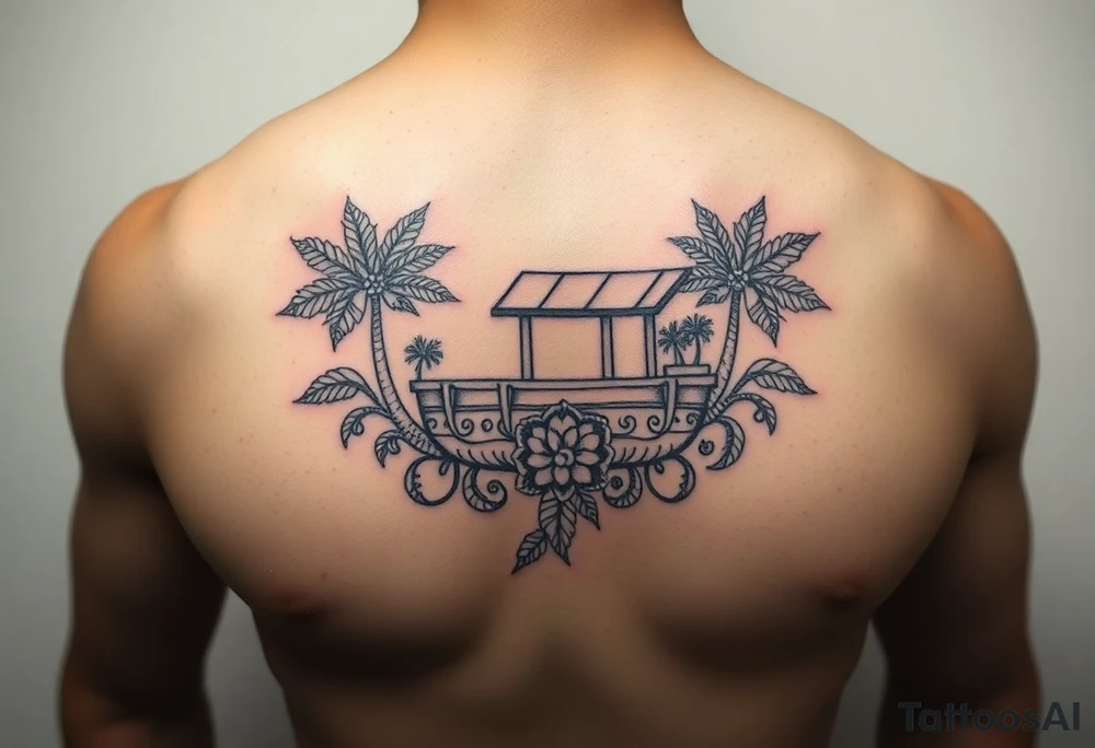Polynesian noah’s ark tattoo chest piece tattoo idea