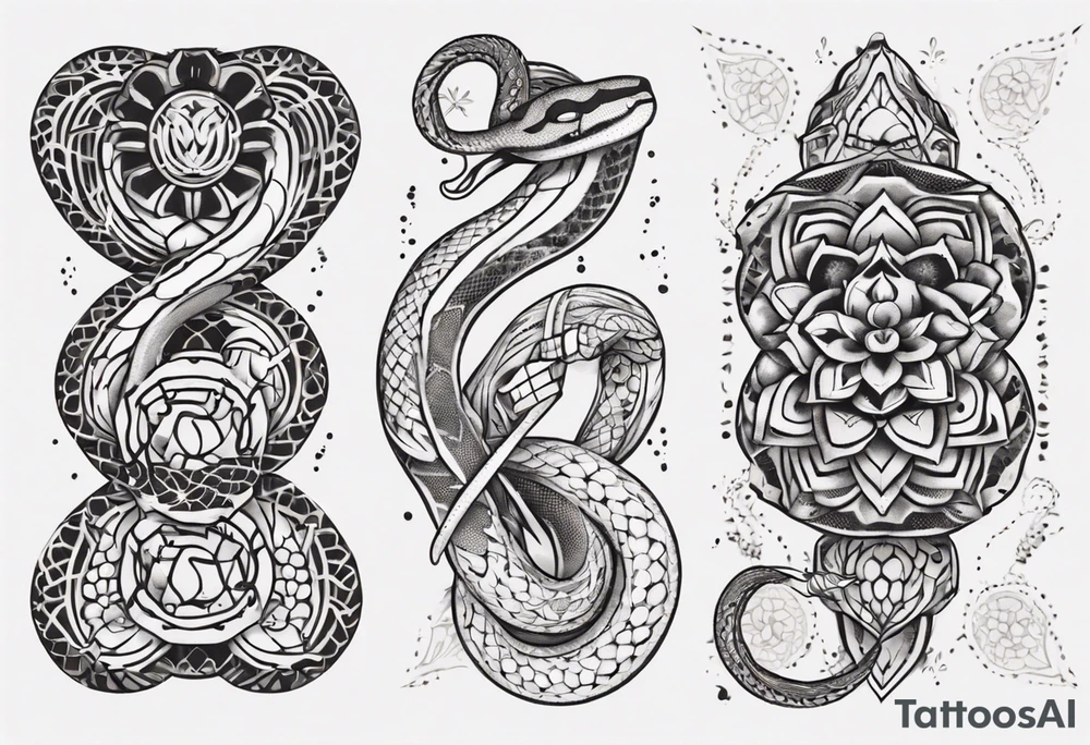 simple Snake with mandala pattern as skin tattoo idea