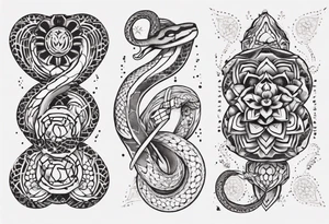 simple Snake with mandala pattern as skin tattoo idea