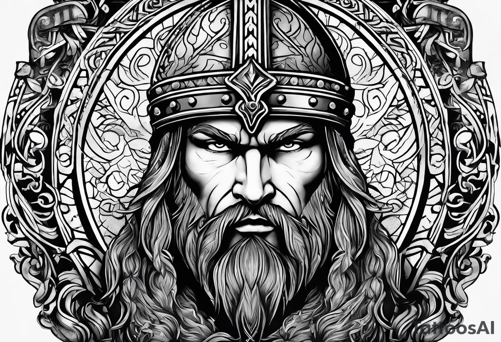 The Viking is at the bottom of the stairs that lead to the gate to Valhalla. tattoo idea