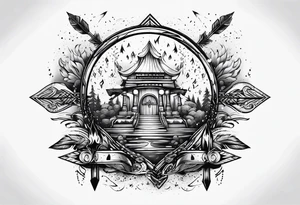flaming arrows raining down from sky tattoo idea