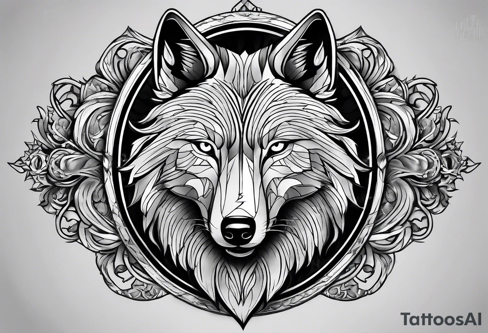 full chest,grey wolf,turkish history,nationalizm tattoo idea