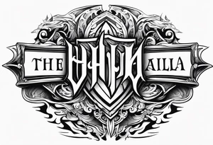 Valhalla sword shield flame
stairs tattoo idea