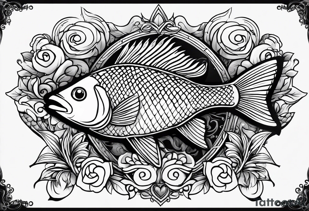pescado adentro de un corazón tattoo idea