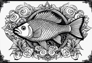 pescado adentro de un corazón tattoo idea
