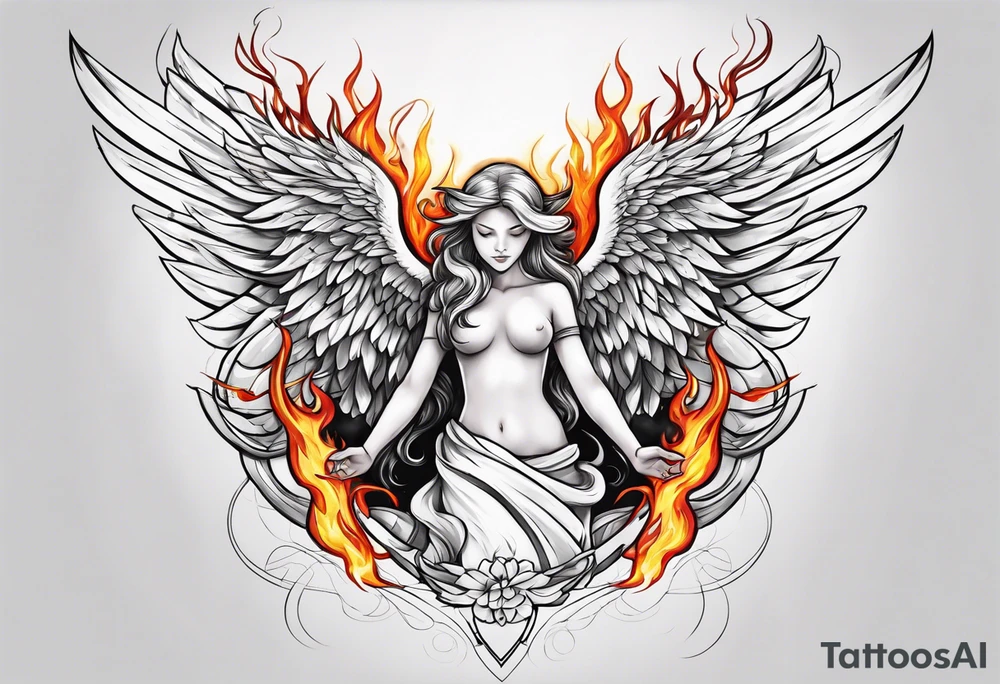 An angel on fire tattoo idea