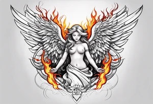 An angel on fire tattoo idea