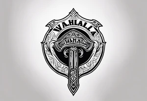 Valhalla round shield 
 cloud axe tattoo idea