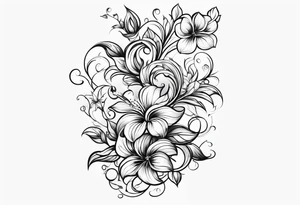 vertical and tall flower vine with shapes tattoo idea