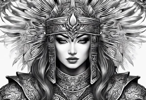 armour with a sun with hair tattoo idea
