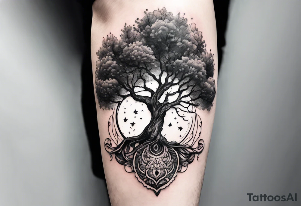 tree in the shape of a hand tattoo idea