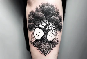 tree in the shape of a hand tattoo idea
