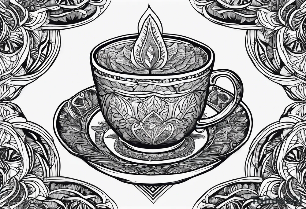 Ayahuasca leaves with cup of ayahuasca in the middle tattoo idea