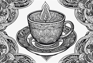 Ayahuasca leaves with cup of ayahuasca in the middle tattoo idea