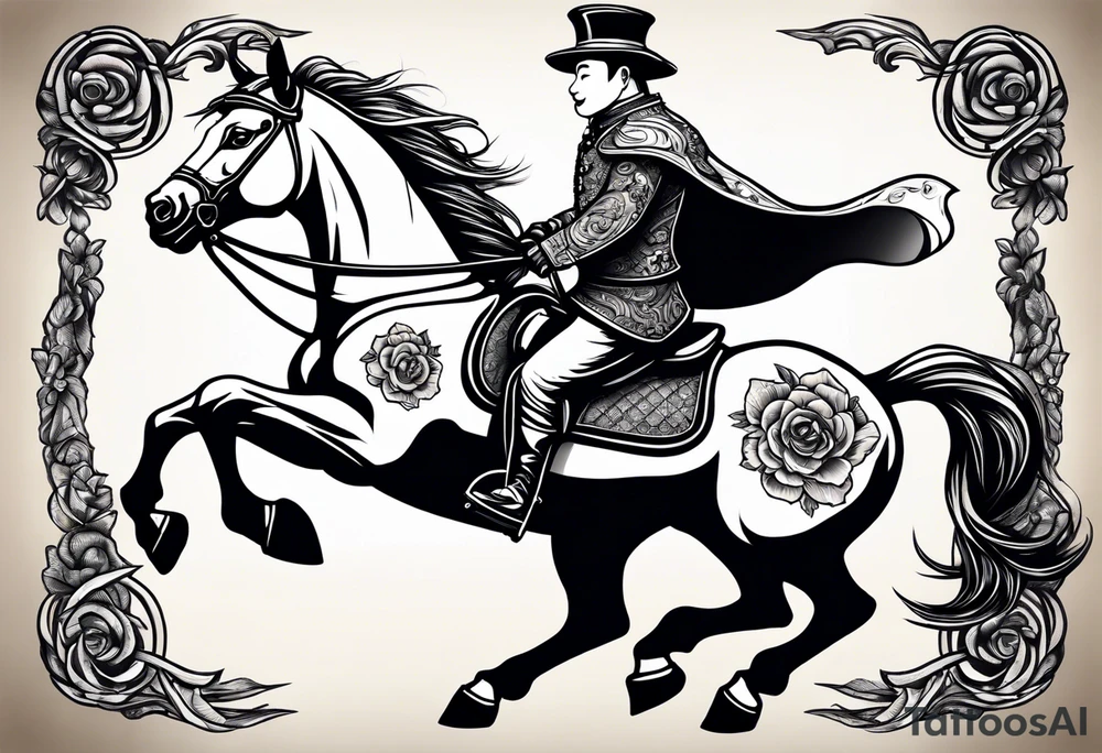 panda riding a horse tattoo idea