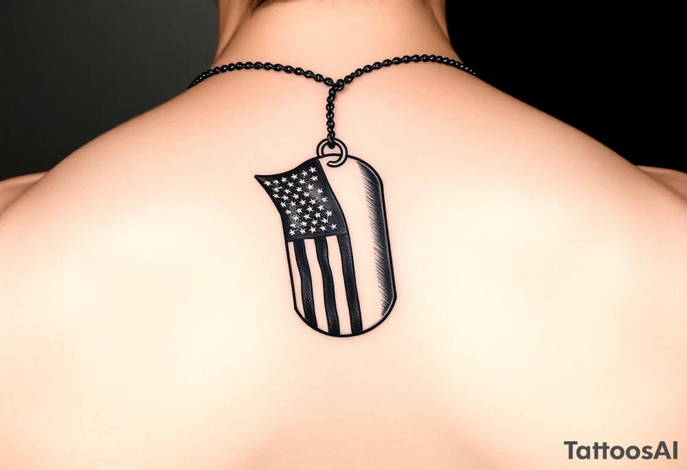US Navy Flag on a dog tag tattoo idea