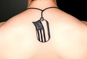 US Navy Flag on a dog tag tattoo idea