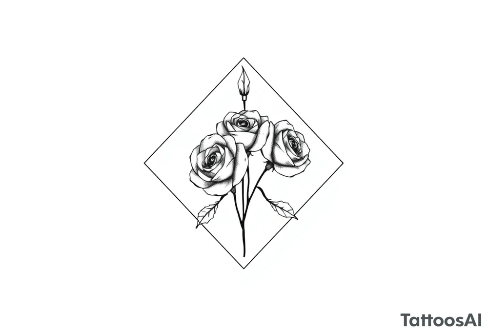Small Roses in a diamond shape tattoo idea