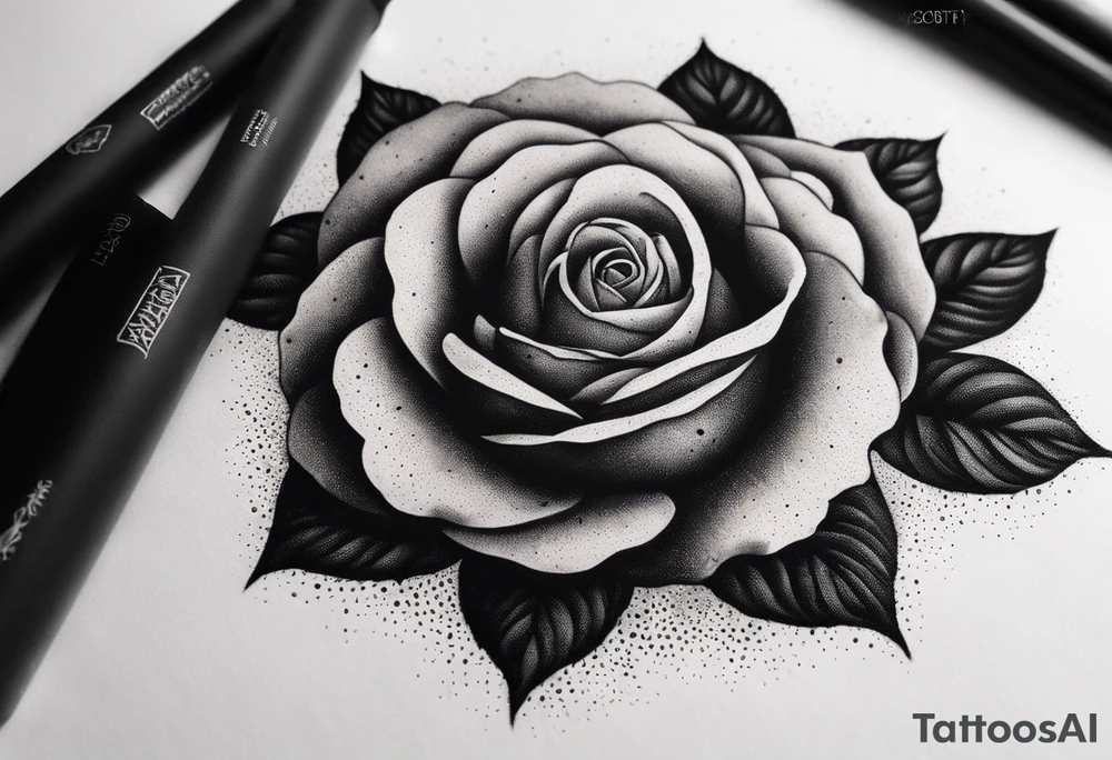 Black rose burning tattoo idea