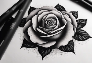 Black rose burning tattoo idea