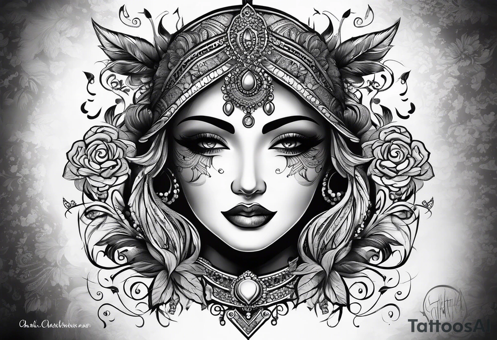 Write in text “Chattha” in cursive font whilst blending it in with some nice shading as a big forearm tattoo tattoo idea