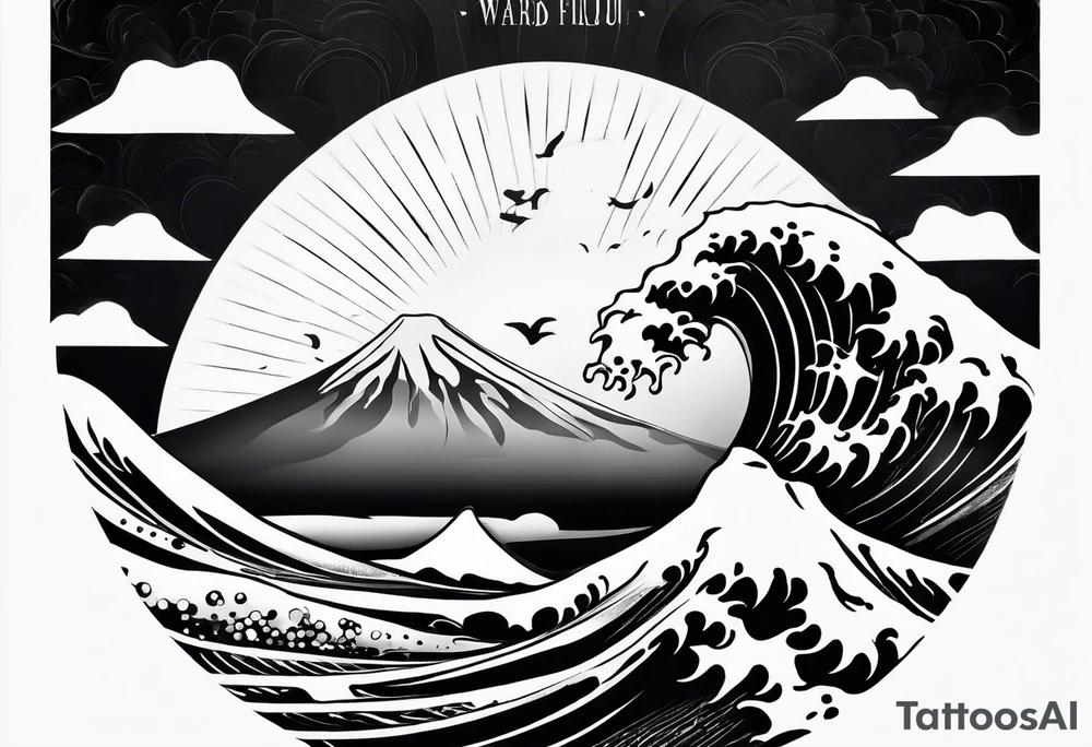 Japanese style based on the wave of Mount Fuji which represents dealing with struggle tattoo idea