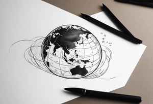 globe map blowing up in one corner tattoo idea