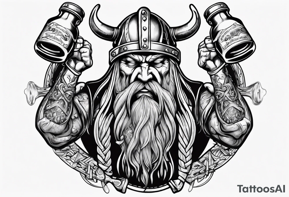 Viking drinking a beer tattoo idea