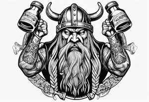 Viking drinking a beer tattoo idea