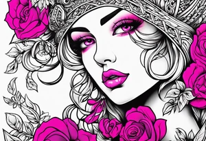 hot pink, neon pink filigree tattoo idea