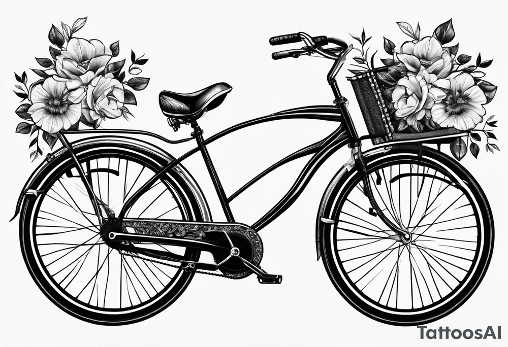 Bicycle with floral elements tattoo idea