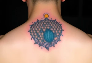 Honey comb ocean scene tattoo idea