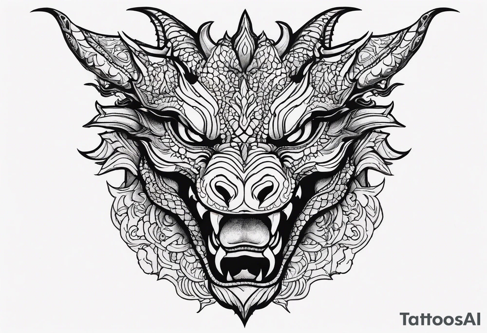 Dragon head facing front tattoo idea