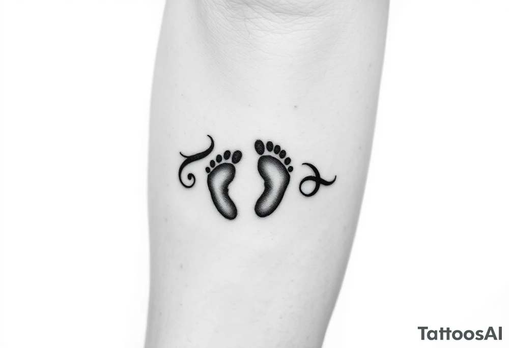 Tribal band with baby footprints tattoo idea